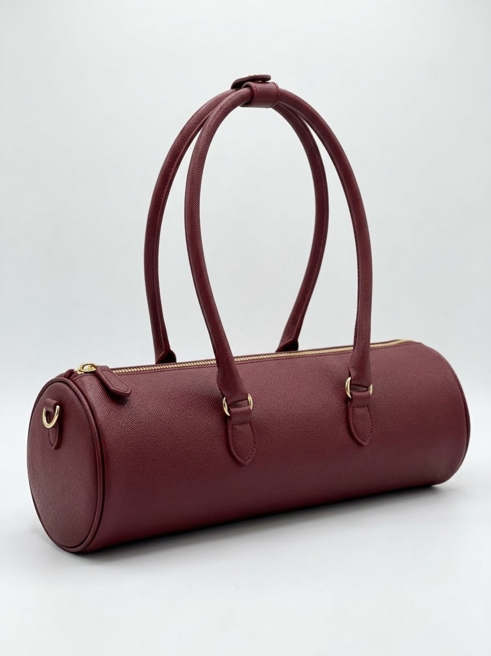 NWT LuluVine The Barrel Shoulder Bag insulated Wine Purse leather Burg & Gold